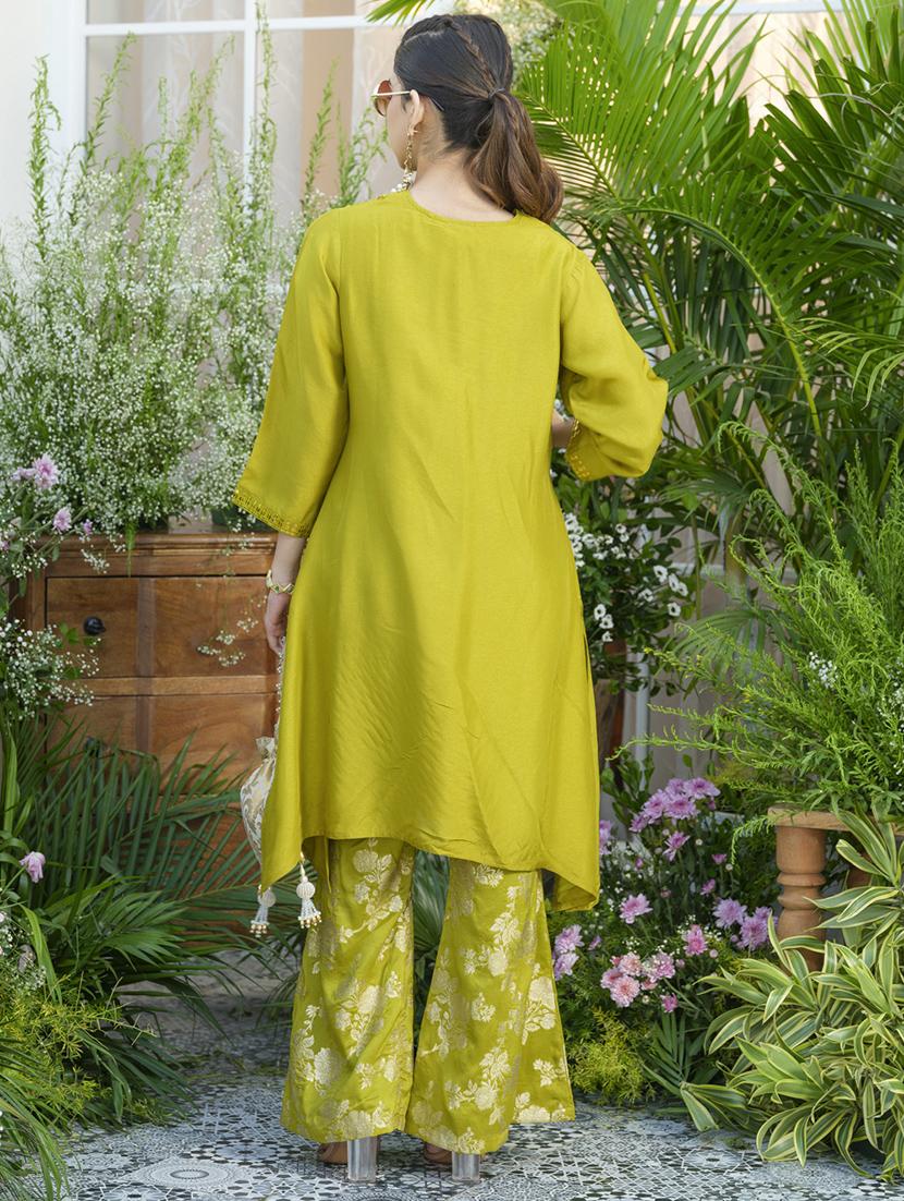 women embroidered three quarter sleeve ethnic co-ord set - 22039783 - Standard Image - 3