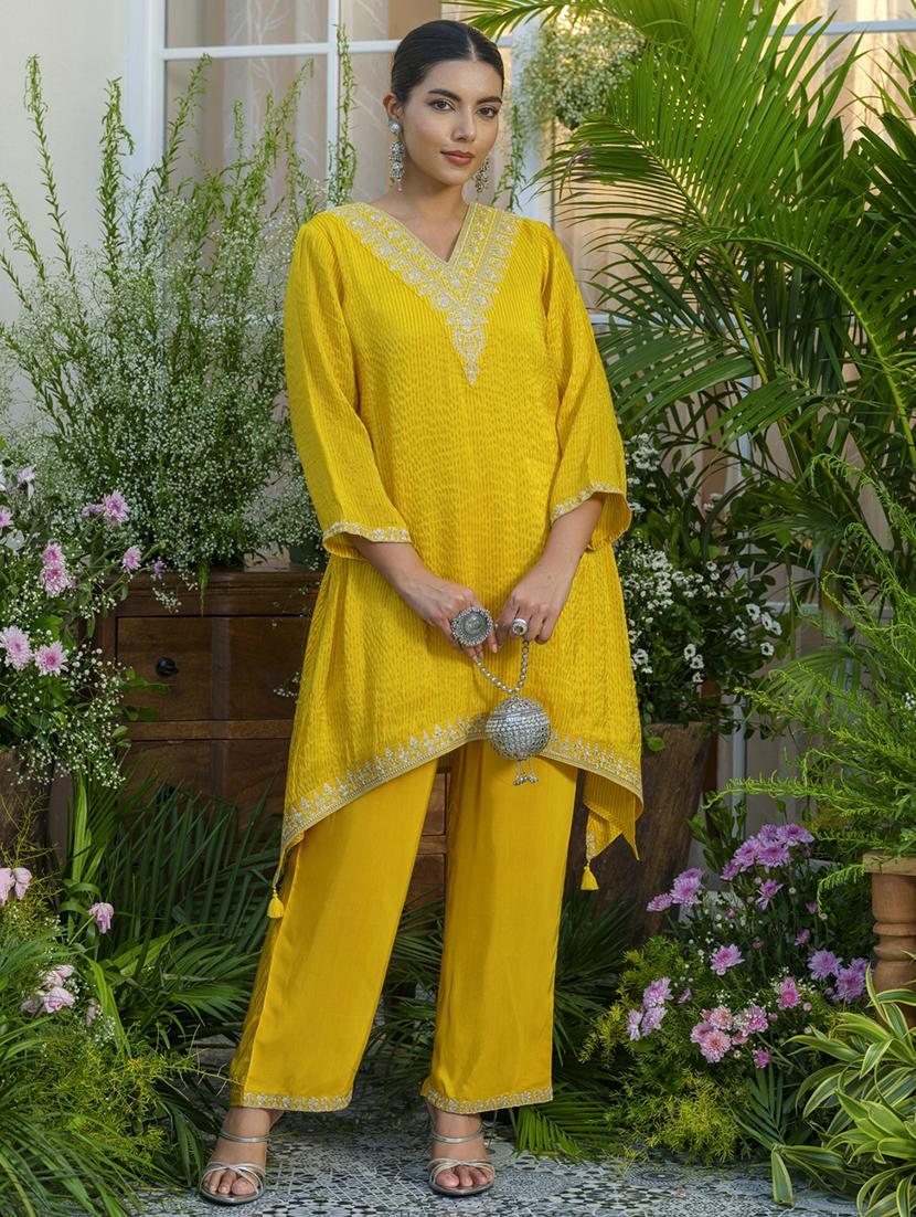 women embroidered three quarter sleeve ethnic co-ord set - 22039784 -  Zoom Image - 0