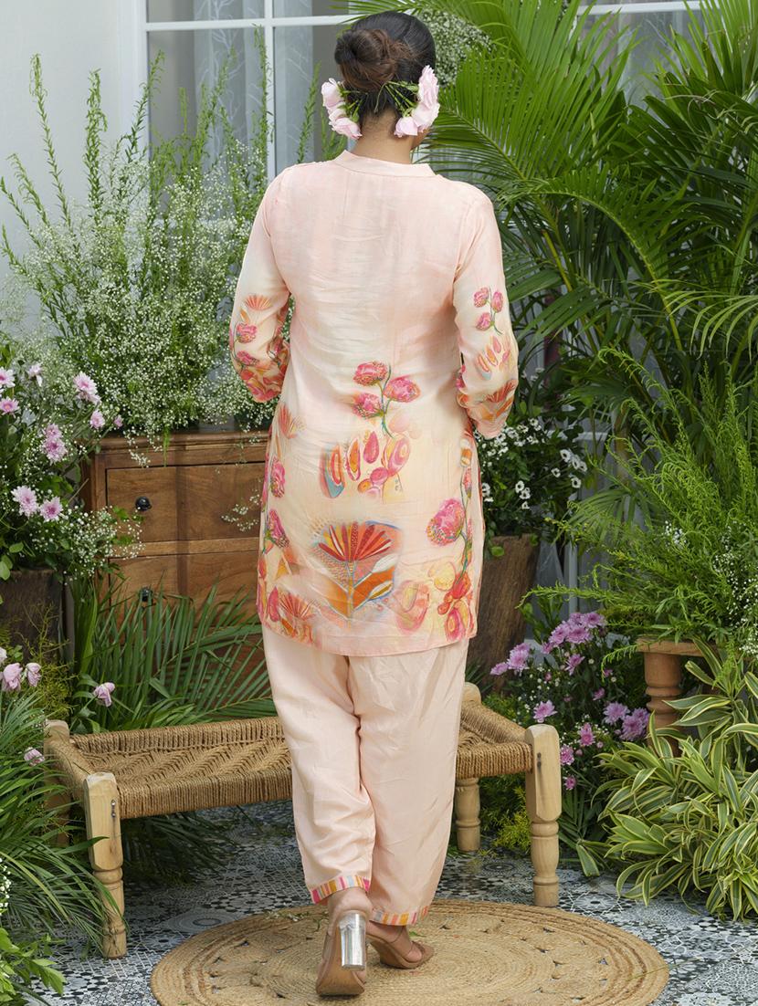 women floral print three quarter sleeve ethnic co-ord set - 22039785 - Standard Image - 3