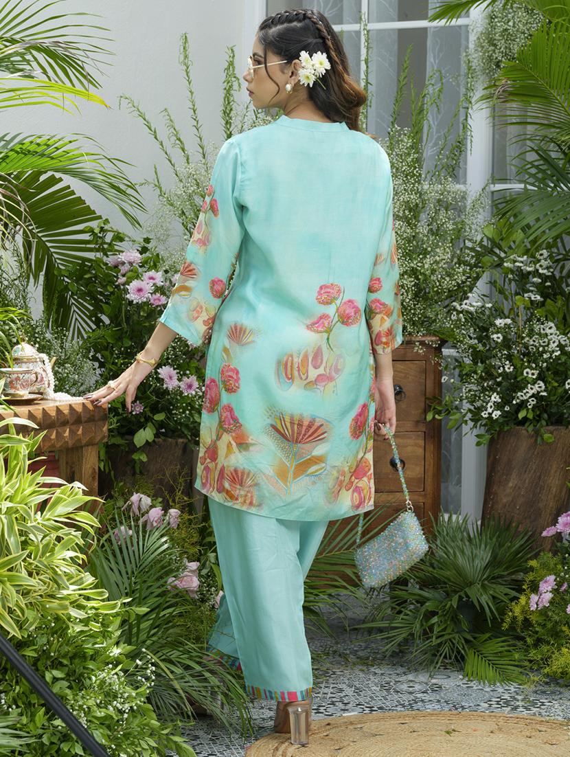 women floral print three quarter sleeve ethnic co-ord set - 22039786 - Standard Image - 3