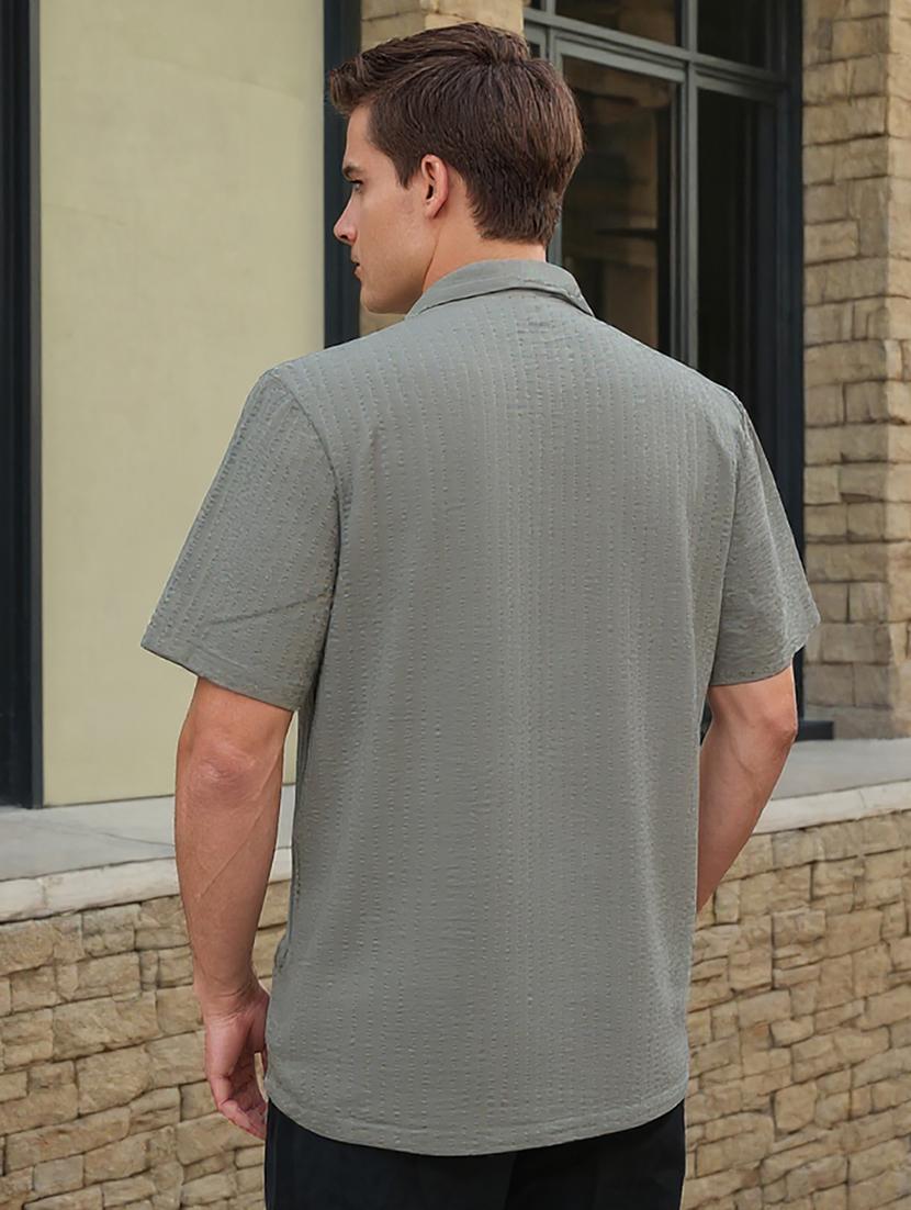 men solid cuban collar loose fit shirt - 22039798 - Standard Image - 3