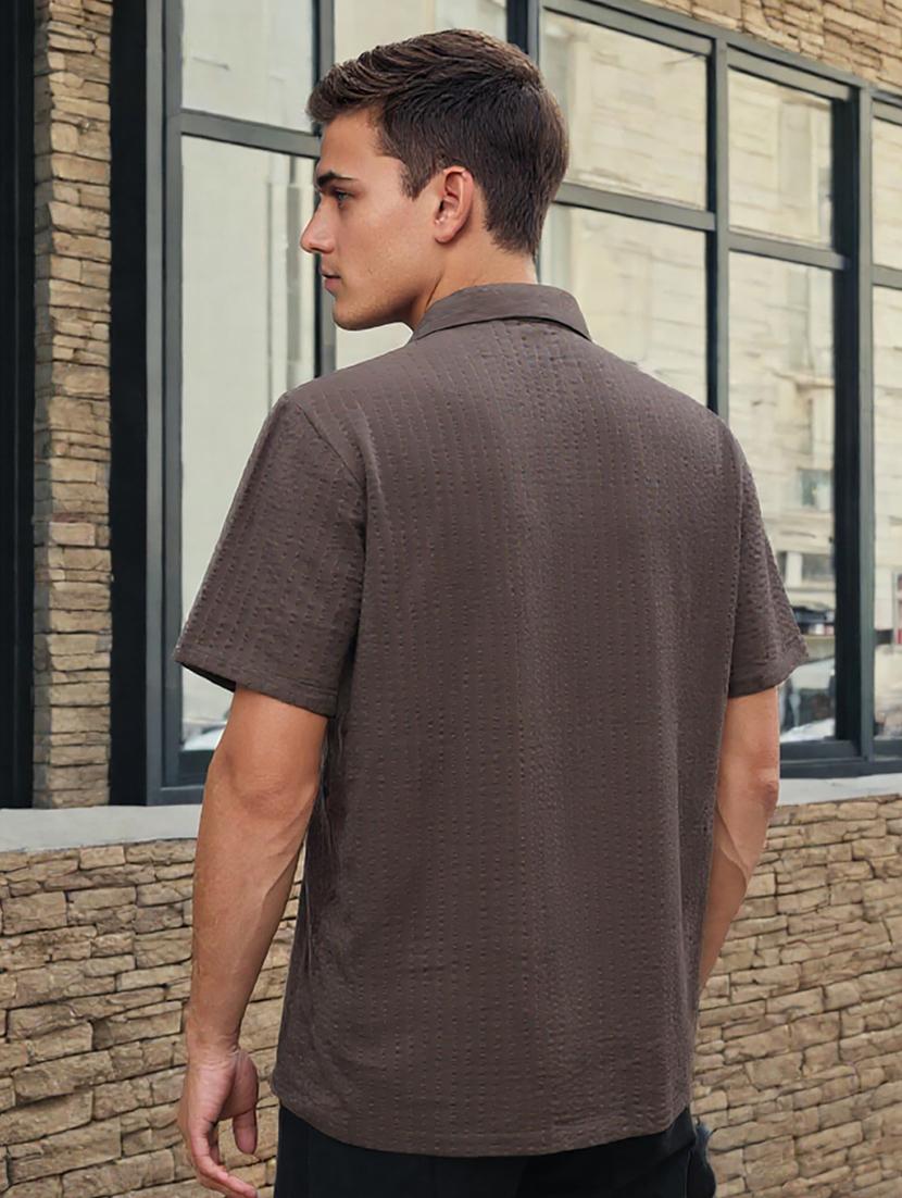 men solid cuban collar loose fit shirt - 22039800 - Standard Image - 3