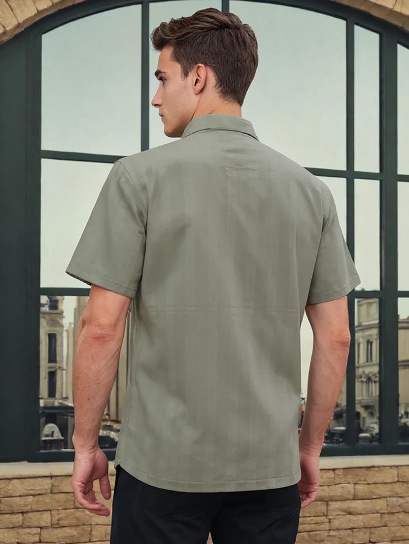 men solid cuban collar loose fit shirt - 22039801 - Standard Image - 3