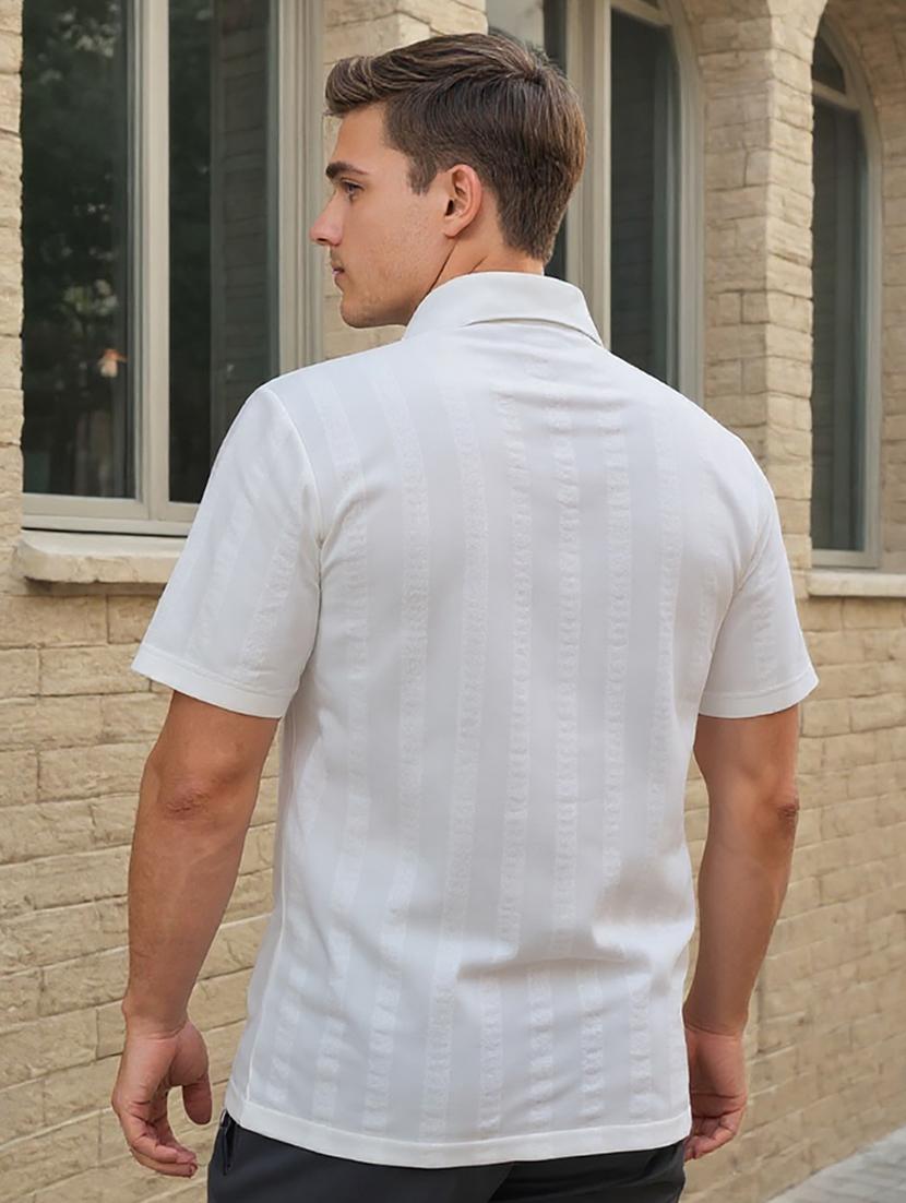 men solid cuban collar loose fit shirt - 22039803 - Standard Image - 3
