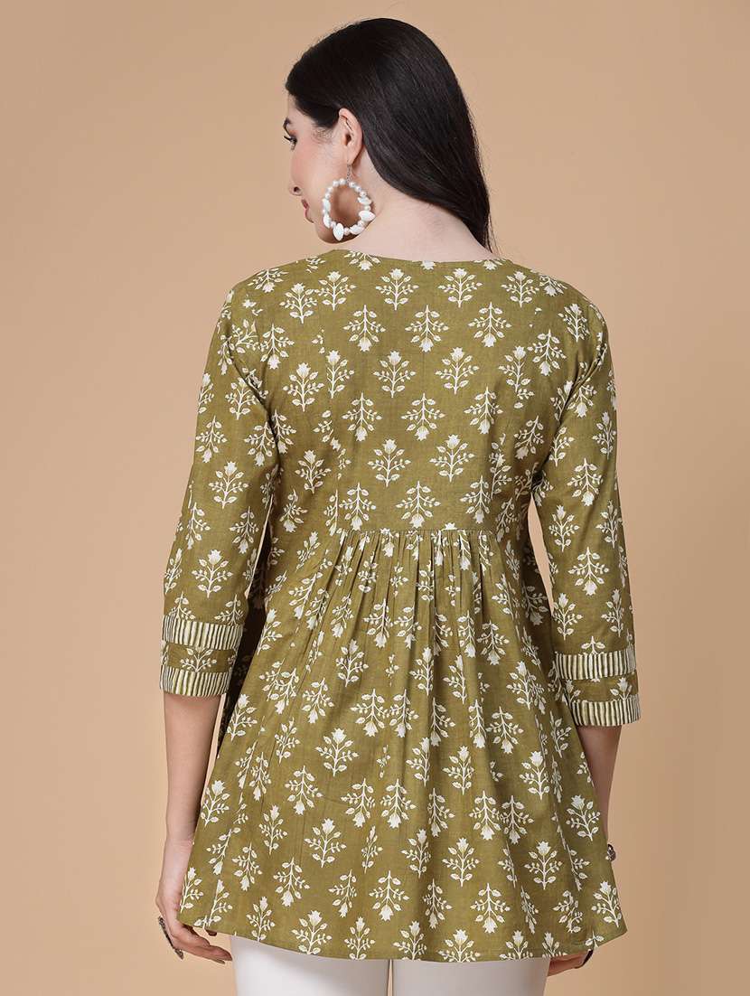 women printed three quarter sleeve flared kurti - 22039814 - Standard Image - 3