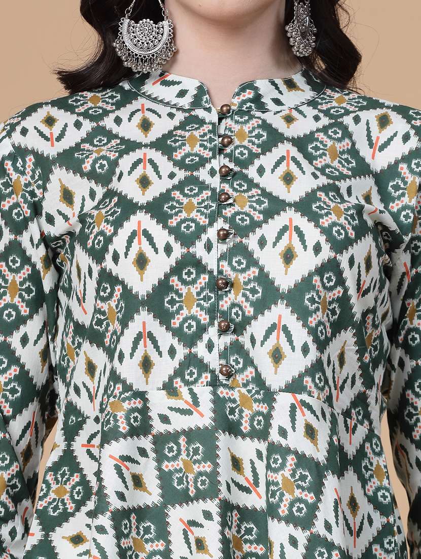 women printed three quarter sleeve flared kurti - 22039815 - Standard Image - 5