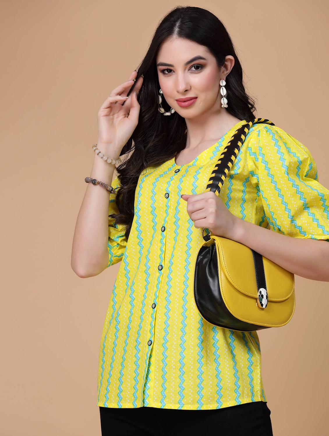 women printed puff sleeve regular top - 22039816 -  Zoom Image - 0