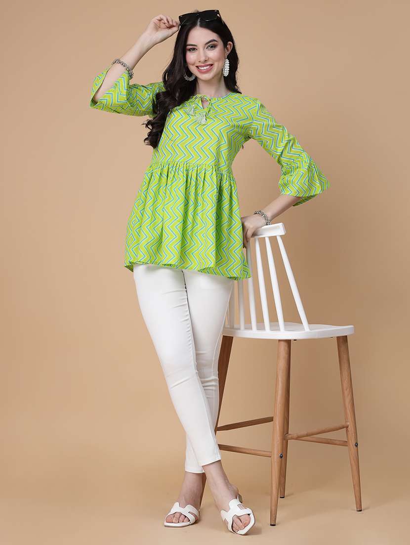 women printed three quarter sleeve flared kurti - 22039818 - Standard Image - 5