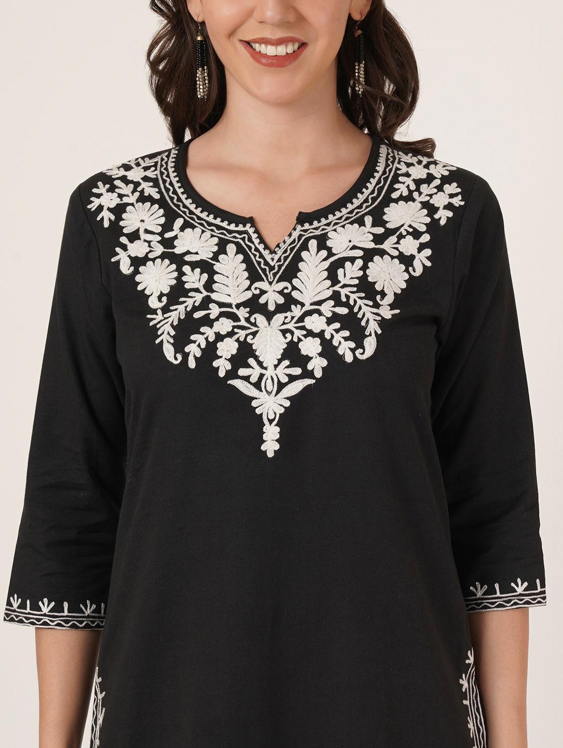 women embroidered three quarter sleeve kurti - 22040481 - Standard Image - 5