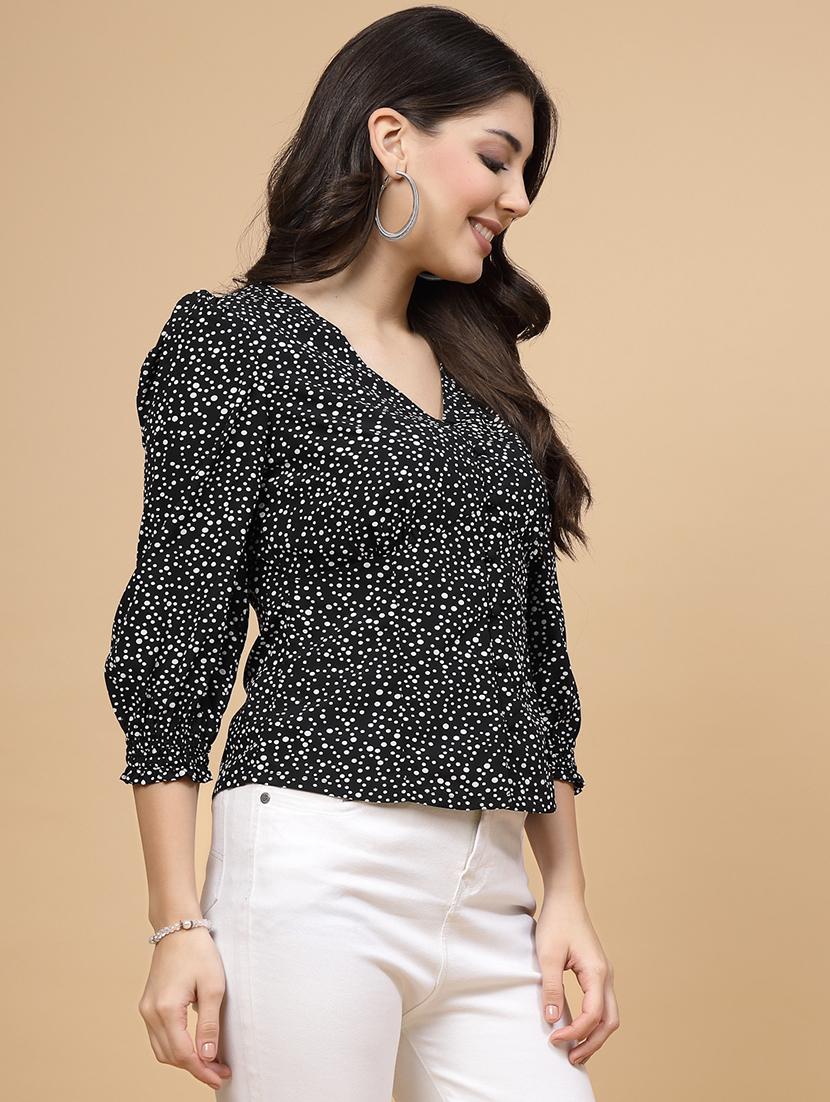 women polka doted puff sleeve top - 22040846 - Standard Image - 3