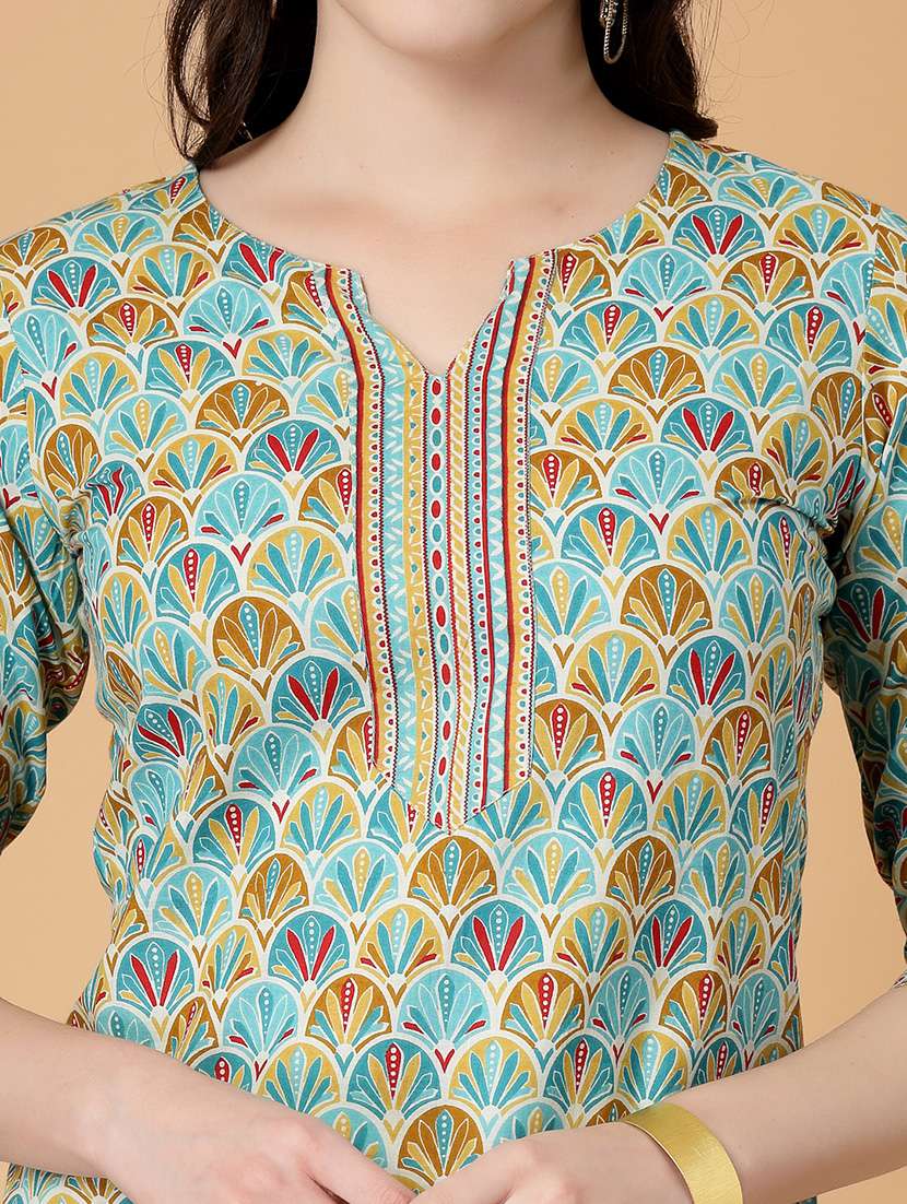 women printed three quarter sleeve straight kurti - 22040848 - Standard Image - 5