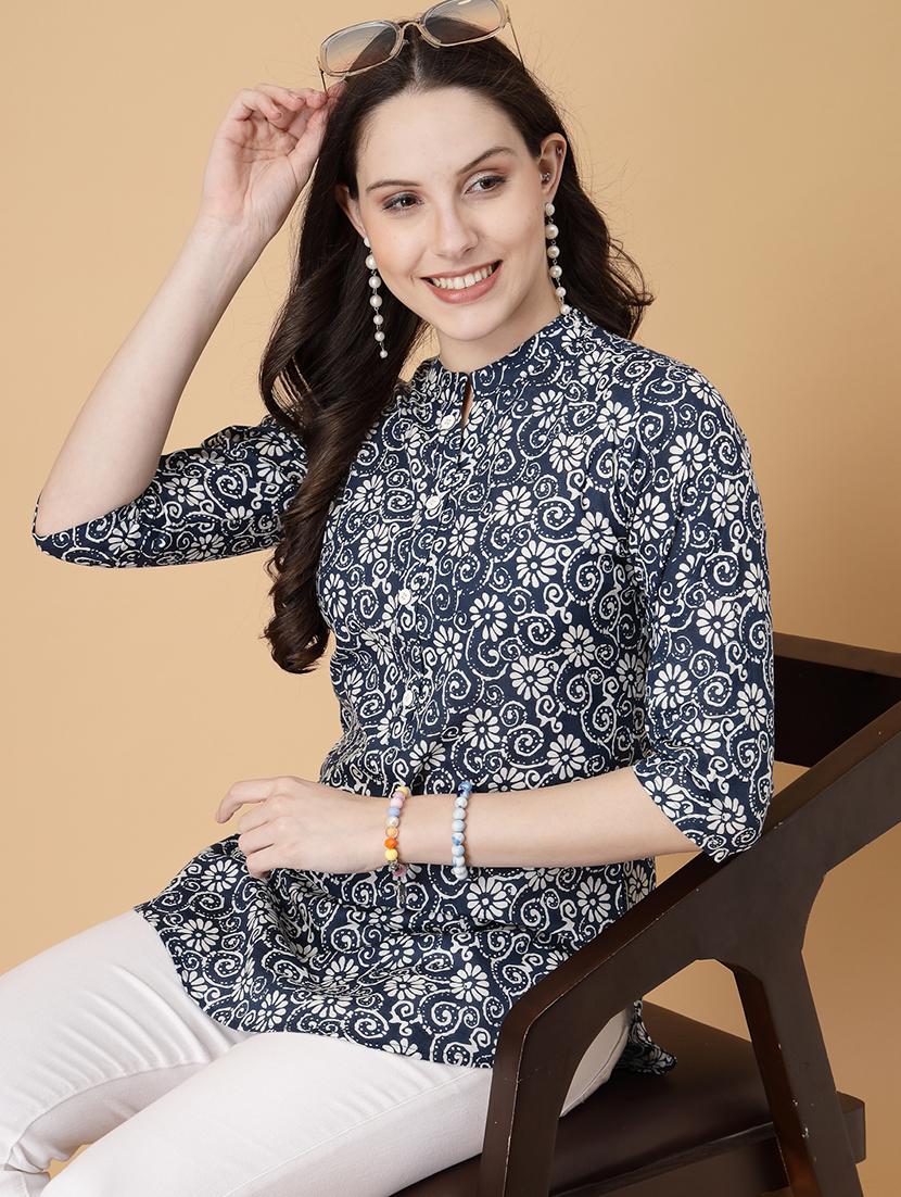 women printed three quarter sleeve straight kurti - 22040849 - Zoom Image - 0