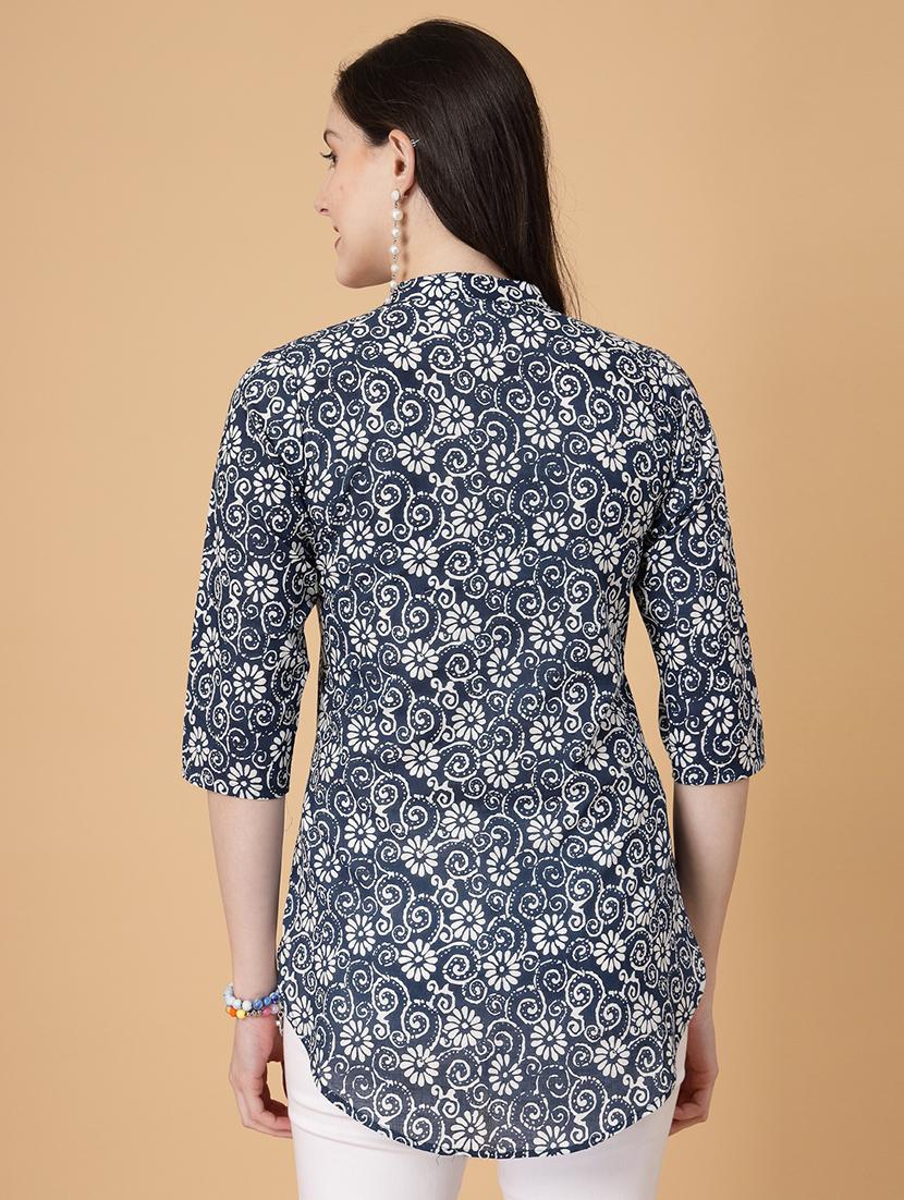women printed three quarter sleeve straight kurti - 22040849 - Standard Image - 3