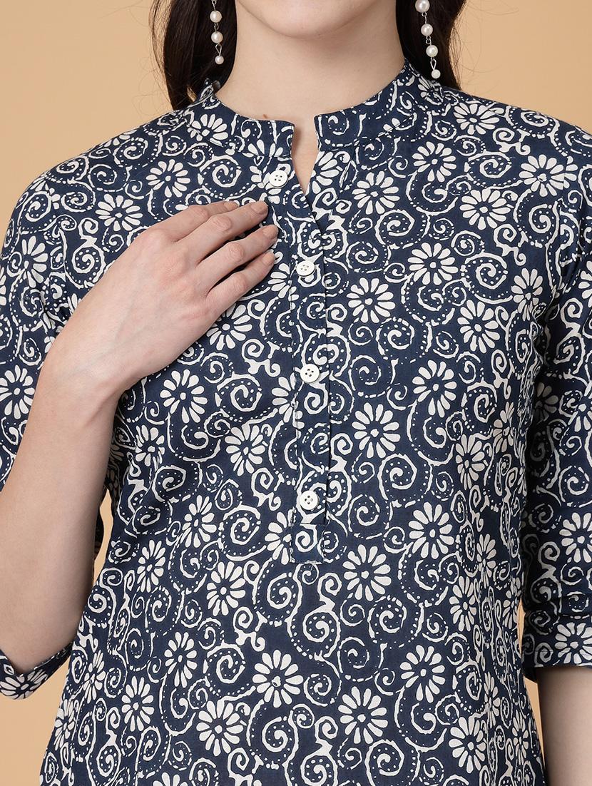 women printed three quarter sleeve straight kurti - 22040849 - Standard Image - 5