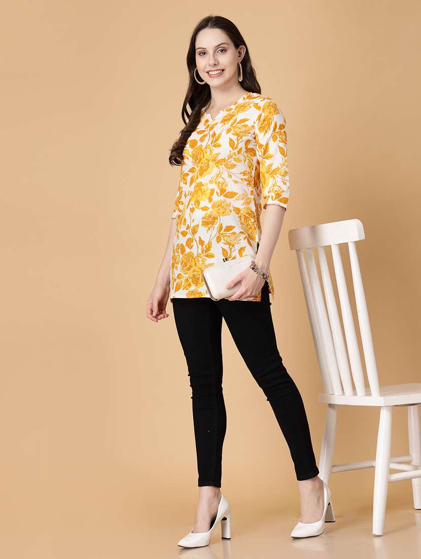 women printed three quarter sleeve straight kurti - 22040852 - Standard Image - 5