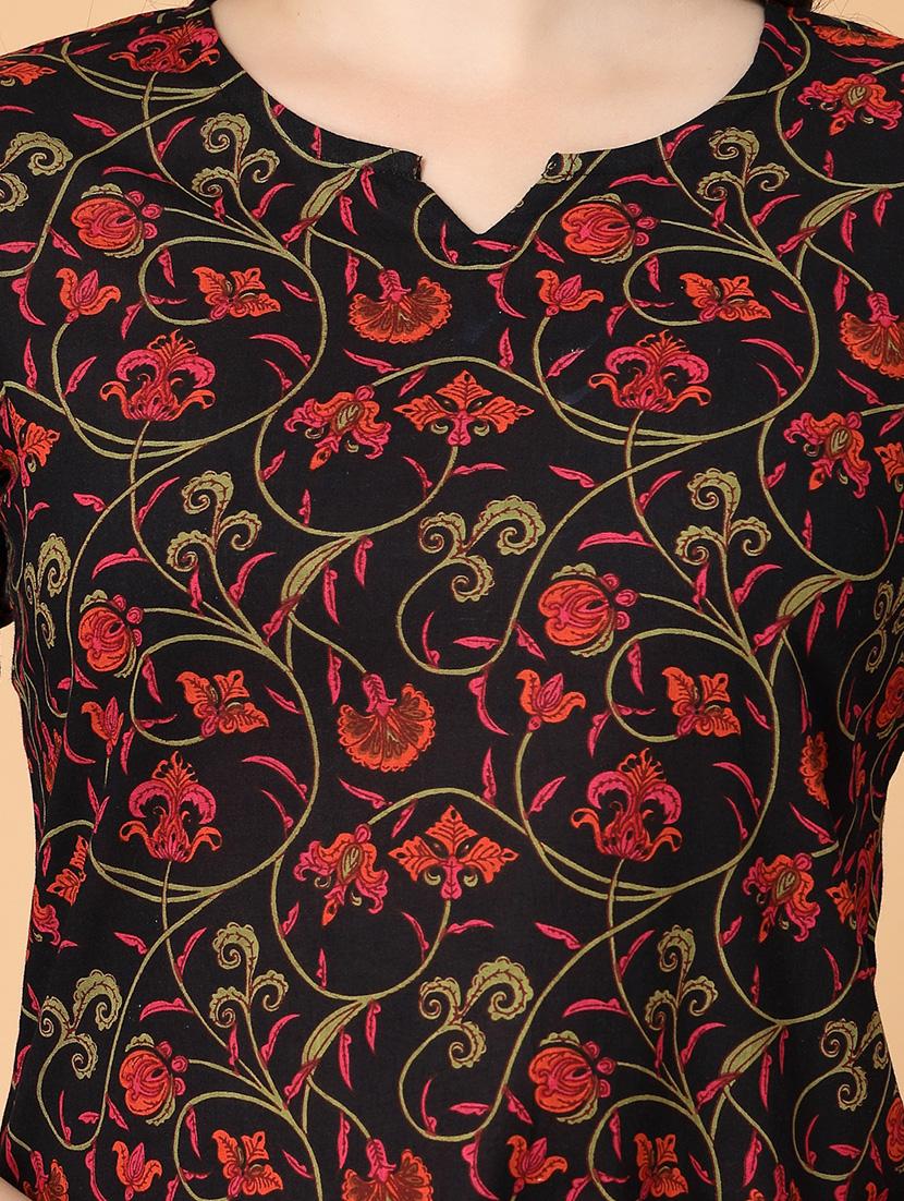 women printed three quarter sleeve straight kurti - 22040854 - Standard Image - 5