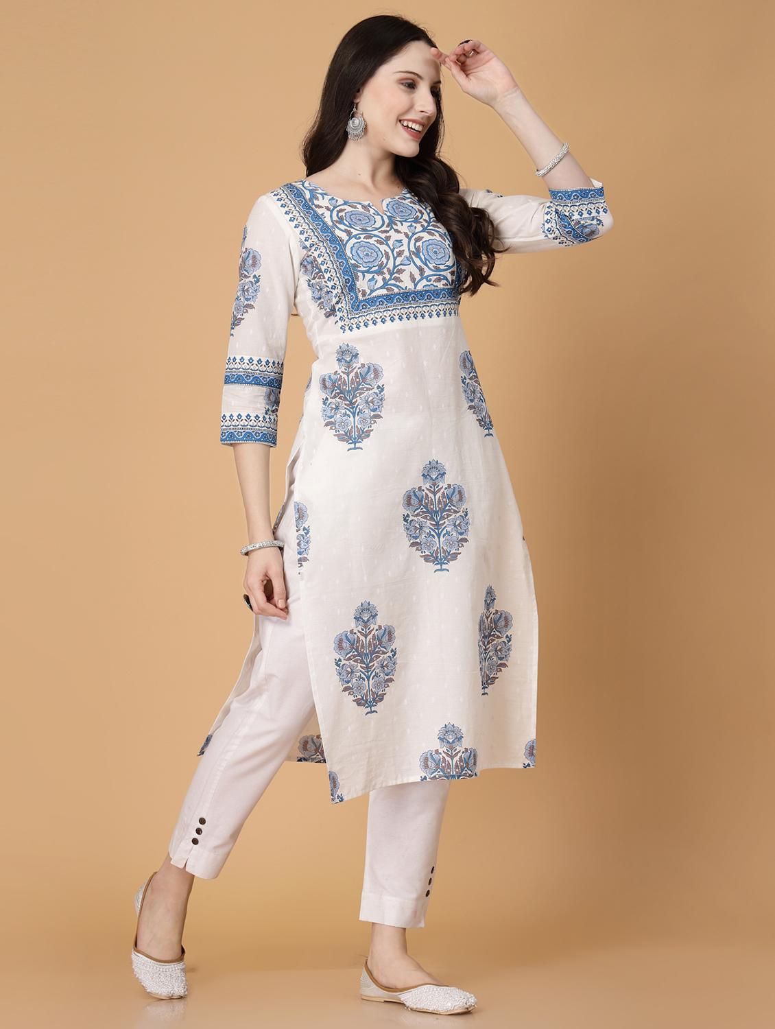 women printed three quarter sleeve straight kurti - 22040902 - Standard Image - 3