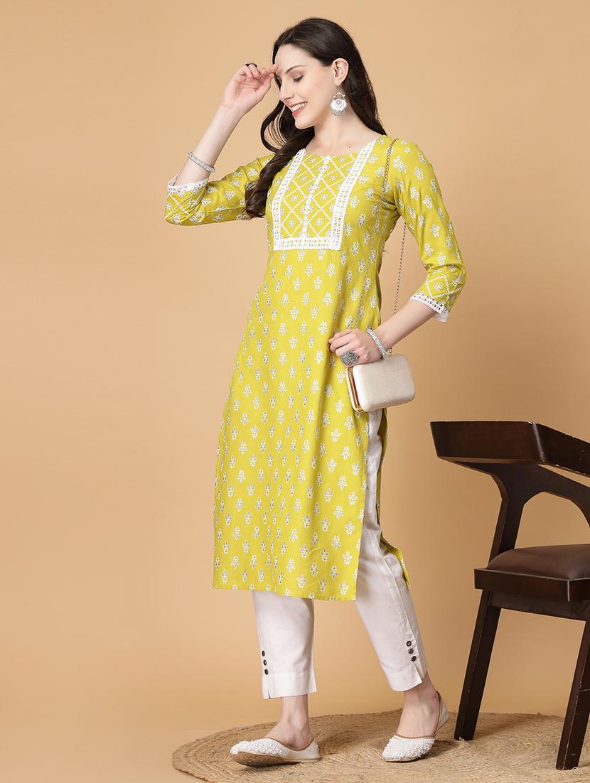 women printed three quarter sleeve straight kurti - 22040903 - Zoom Image - 0
