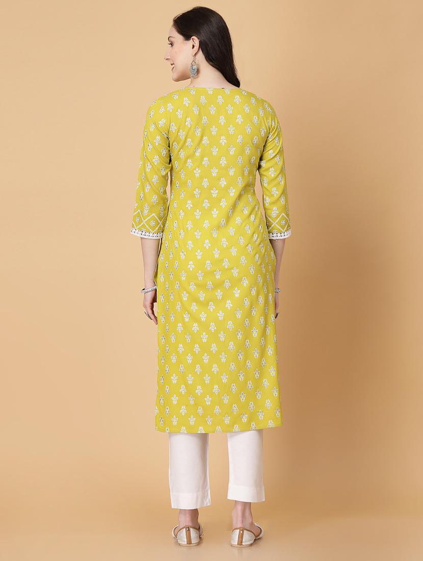women printed three quarter sleeve straight kurti - 22040903 - Standard Image - 3