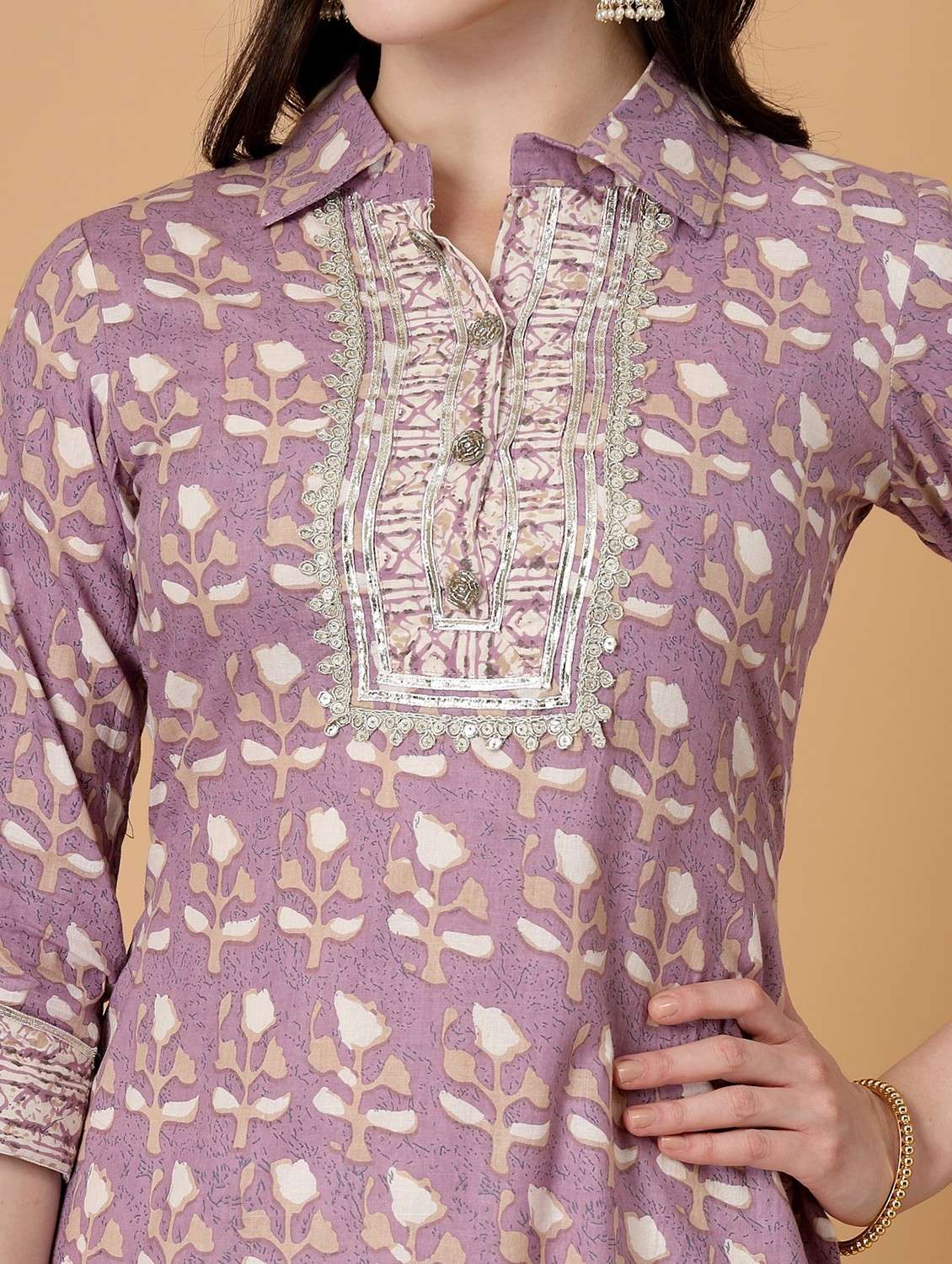 women printed three quarter sleeve straight kurta - 22040908 - Standard Image - 5
