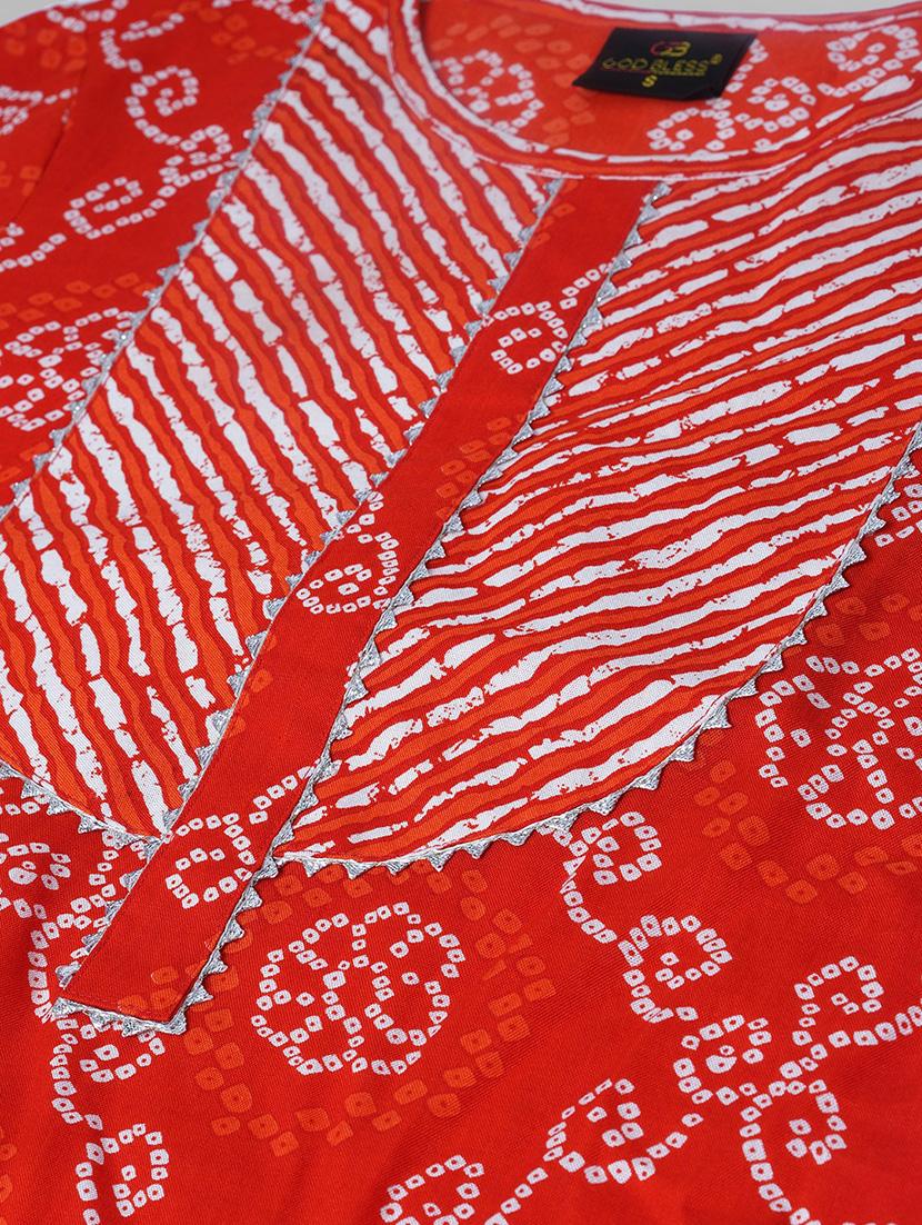 women printed three quarter sleeve straight kurta - 22040916 - Standard Image - 5