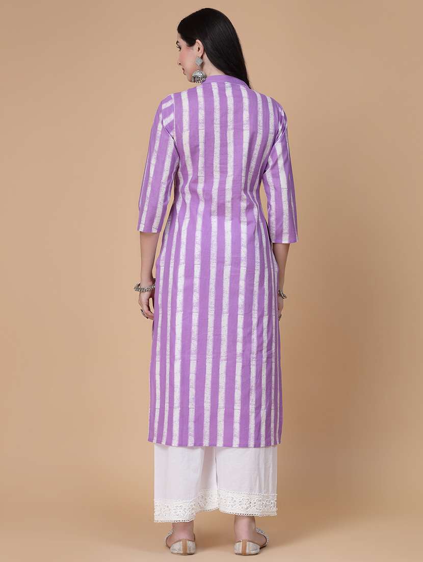 women printed three quarter sleeve straight kurta - 22040918 - Standard Image - 3