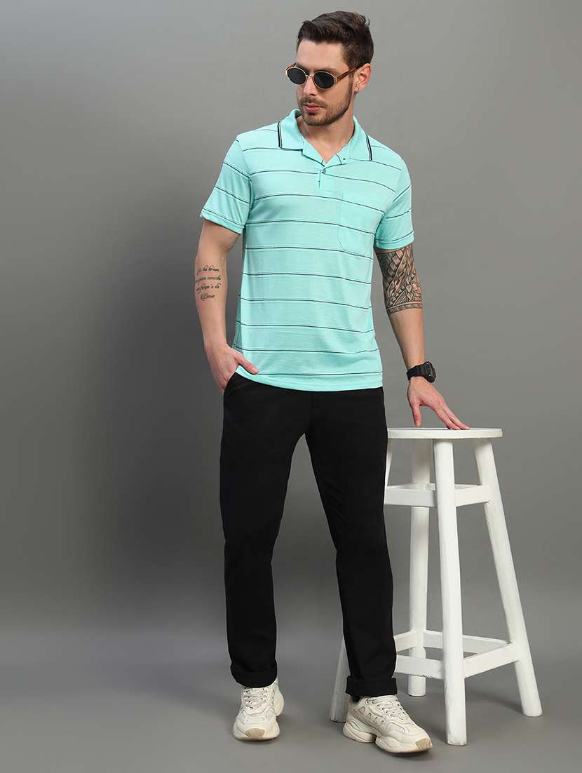 men striped short sleeve regular fit polo t-shirt - 22040921 -  Standard Image - 3