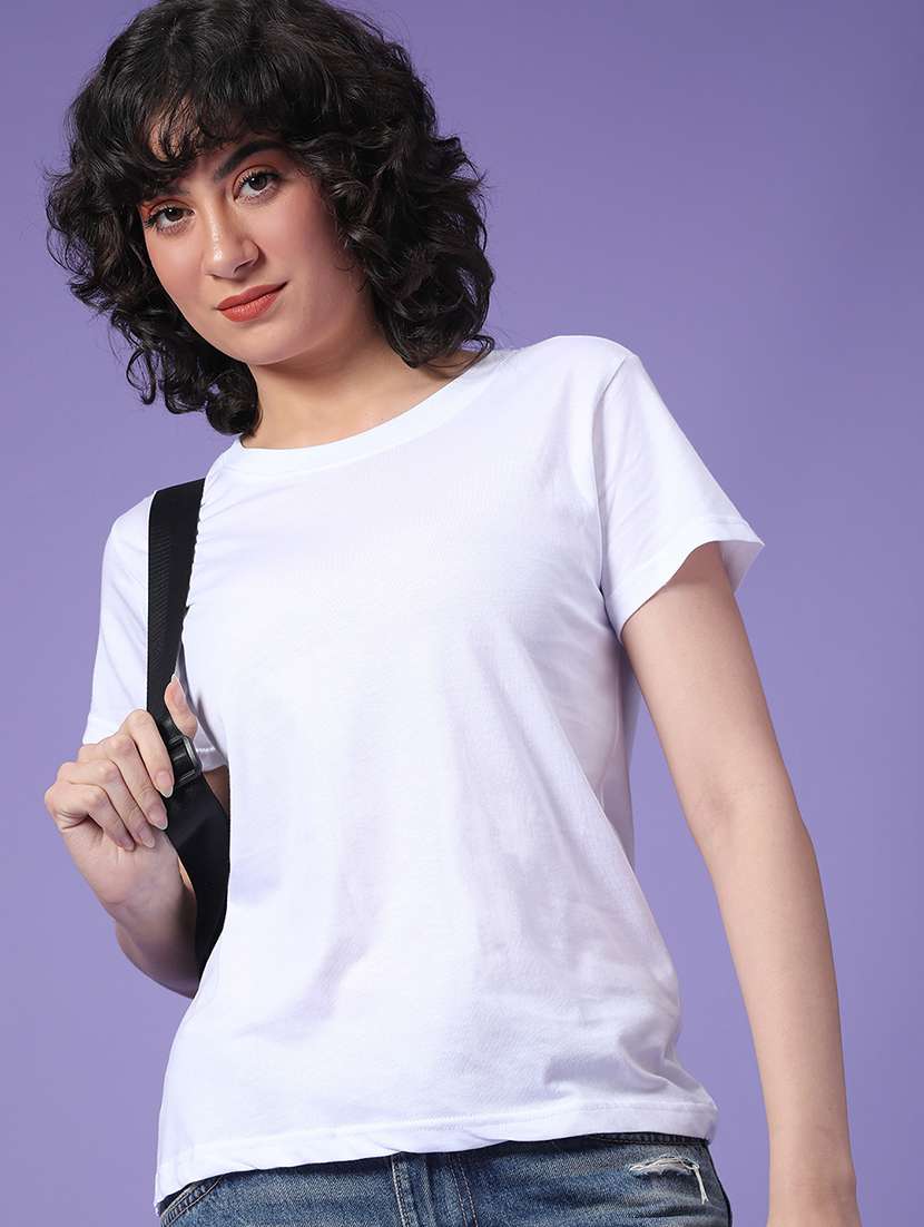 women solid short sleeve t-shirt