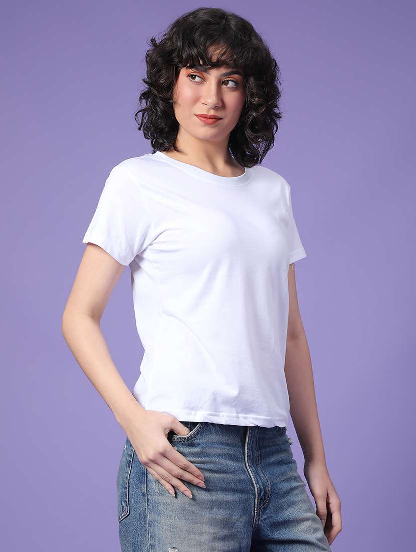 women solid short sleeve t-shirt - 22040959 -  Standard Image - 3