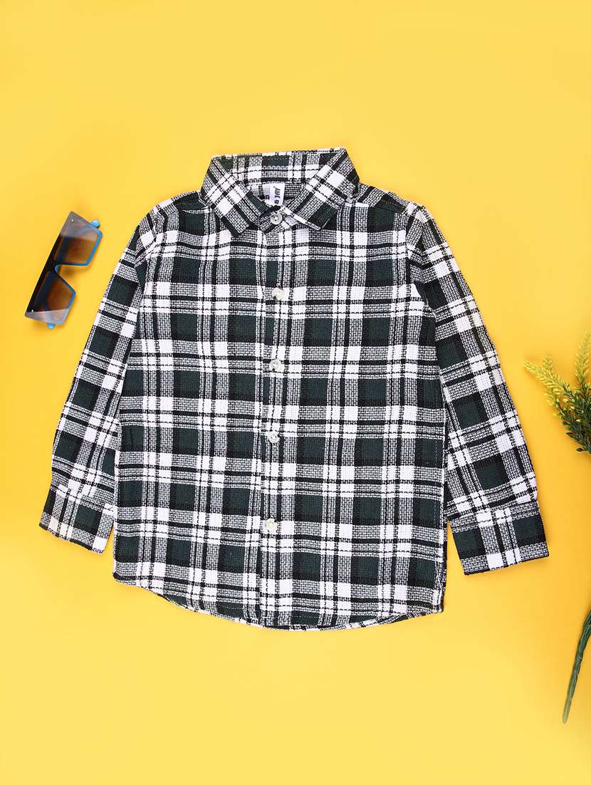 boys checkered long sleeve casual shirt