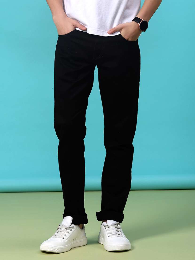 men plain mid rise full length jeans - 22040965 - Zoom Image - 0