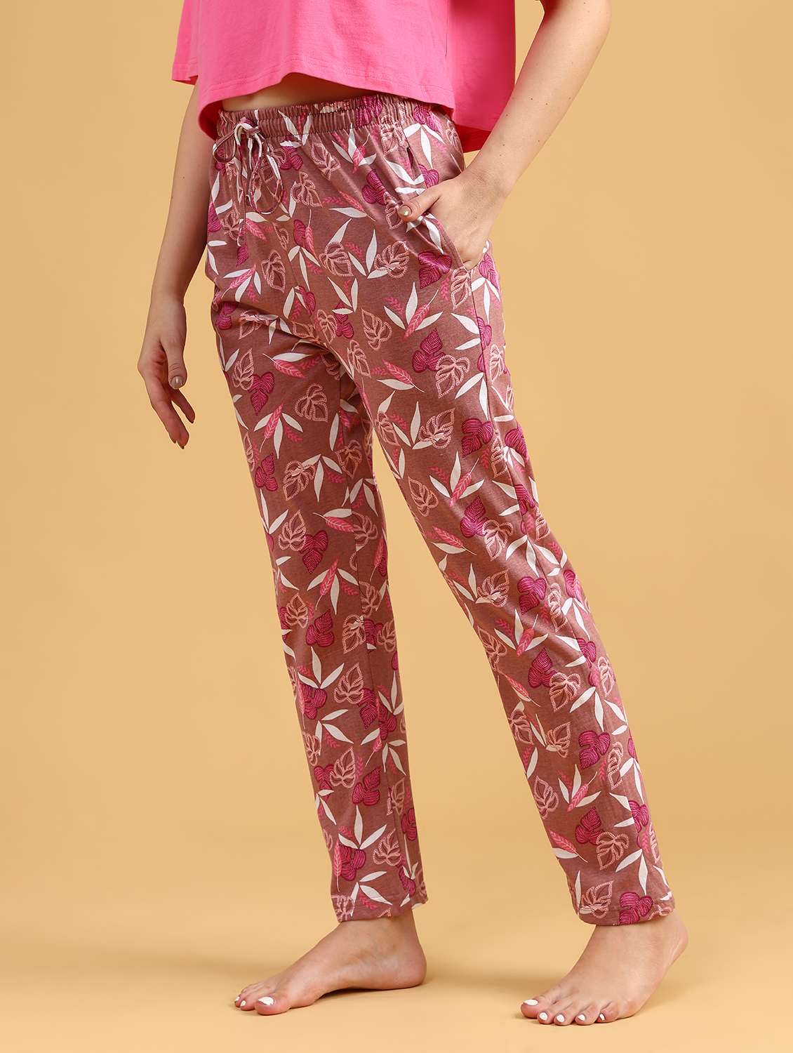 women printed mid rise lounge wear pajama - 22040979 -  Standard Image - 3