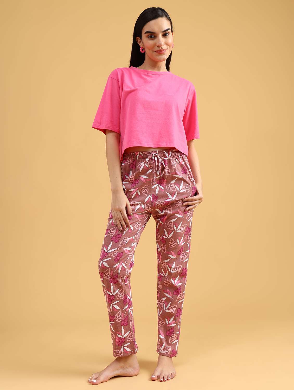 women printed mid rise lounge wear pajama - 22040979 -  Standard Image - 5
