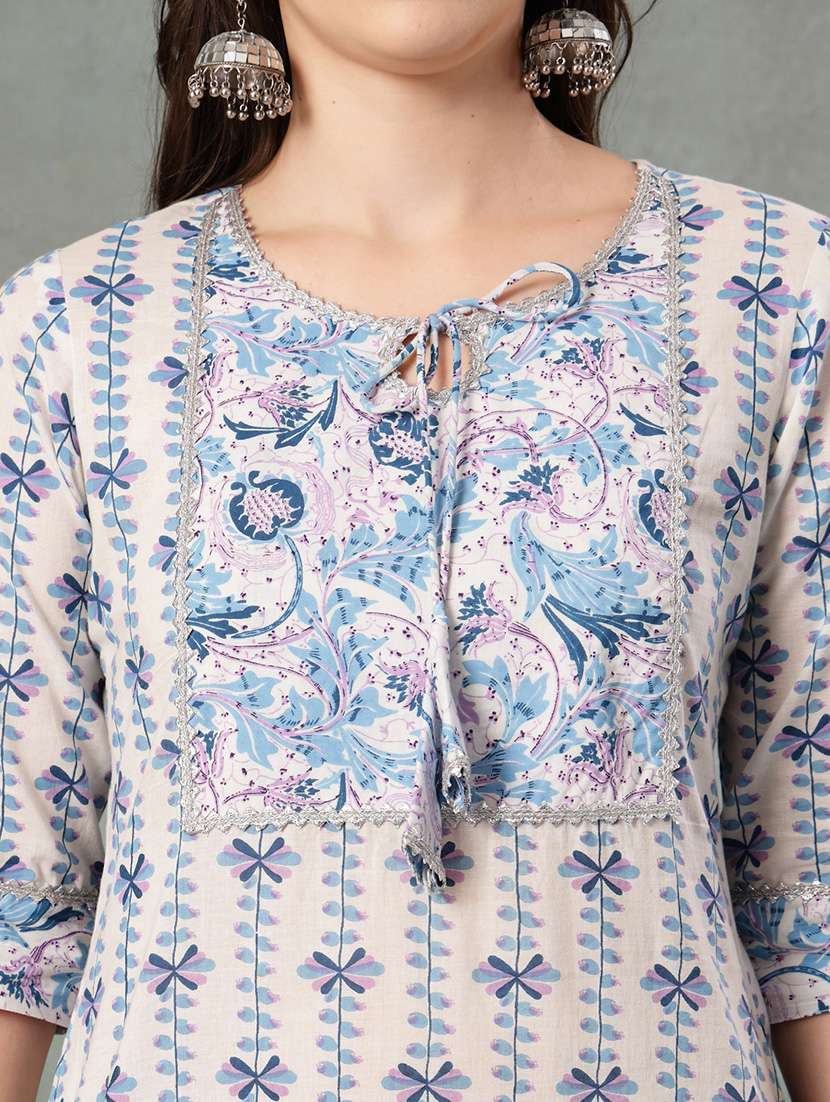 women printed three quarter sleeve straight kurta - 22040998 - Standard Image - 5
