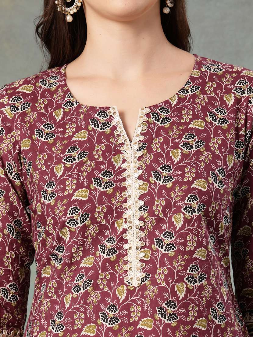 women printed three quarter sleeve straight kurta - 22040999 - Standard Image - 5
