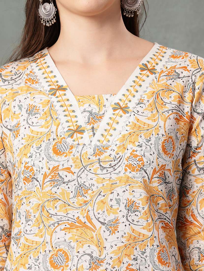 women printed three quarter sleeve straight kurta - 22041001 - Standard Image - 5