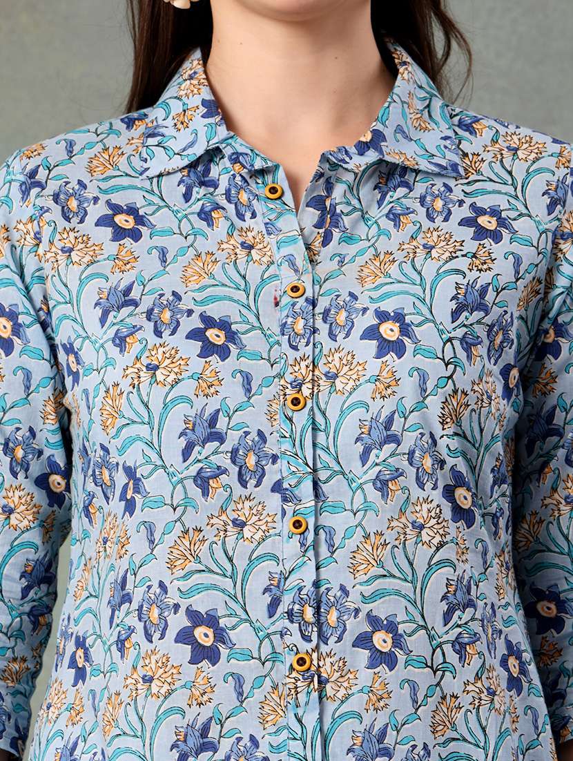 women printed three quarter sleeve straight kurta - 22041002 - Standard Image - 5