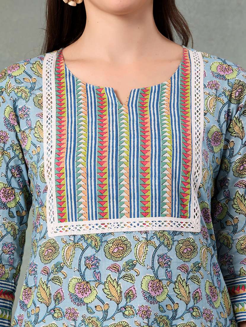 women printed three quarter sleeve straight kurta - 22041003 - Standard Image - 5