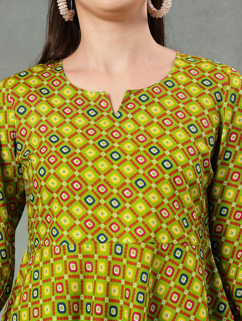 women printed three quarter sleeve flared kurti - 22041005 - Standard Image - 5
