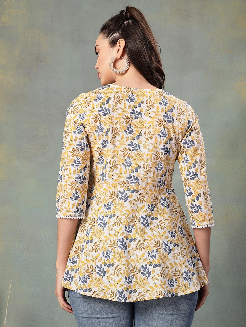 women printed three quarter sleeve a-line kurti - 22041006 - Standard Image - 3