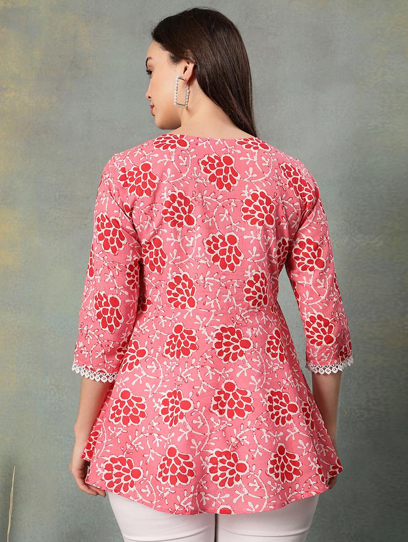 women printed three quarter sleeve a-line kurti - 22041010 - Standard Image - 3