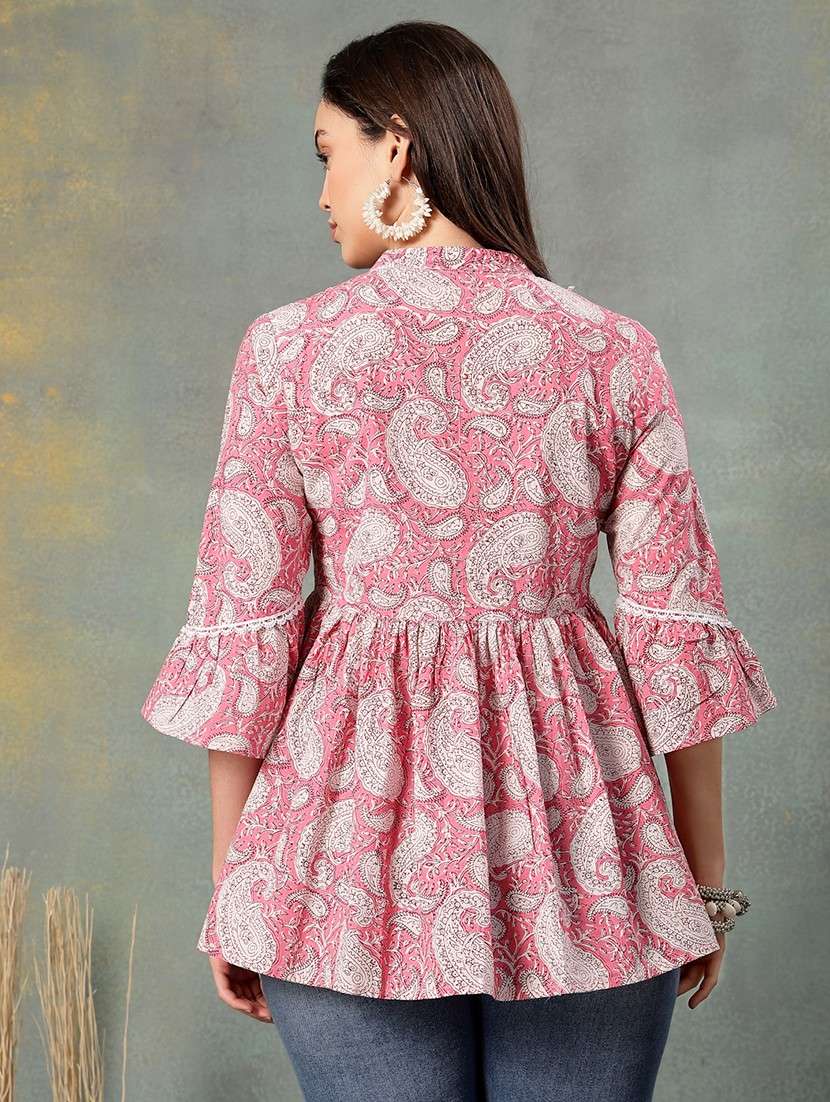 women printed three quarter sleeve tiered kurti - 22041014 - Standard Image - 3