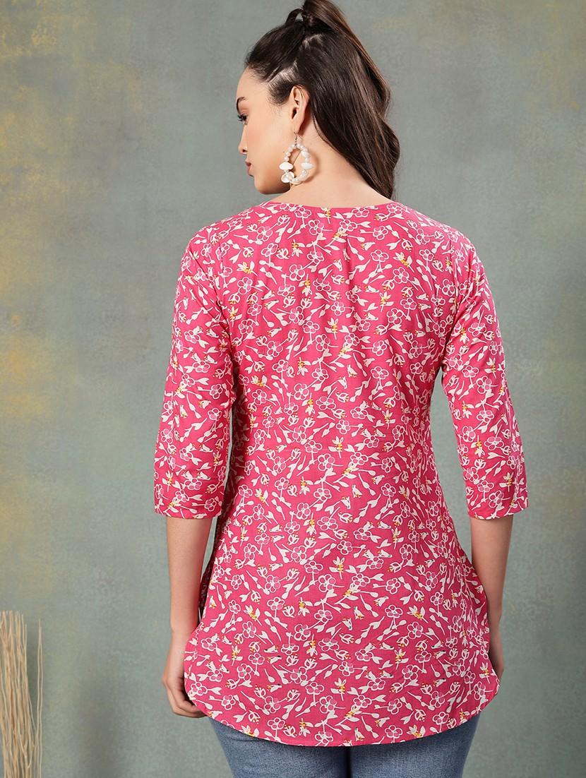 women printed three quarter sleeve straight kurti - 22041024 - Standard Image - 3