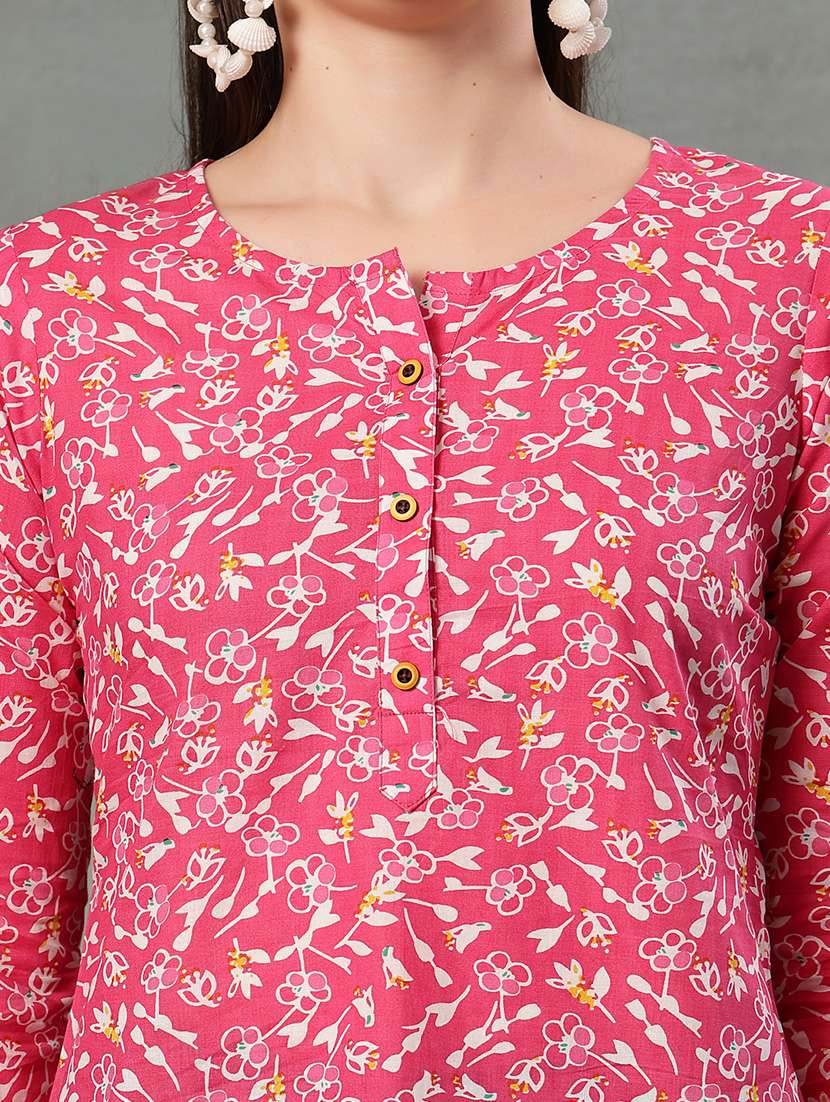 women printed three quarter sleeve straight kurti - 22041024 - Standard Image - 5
