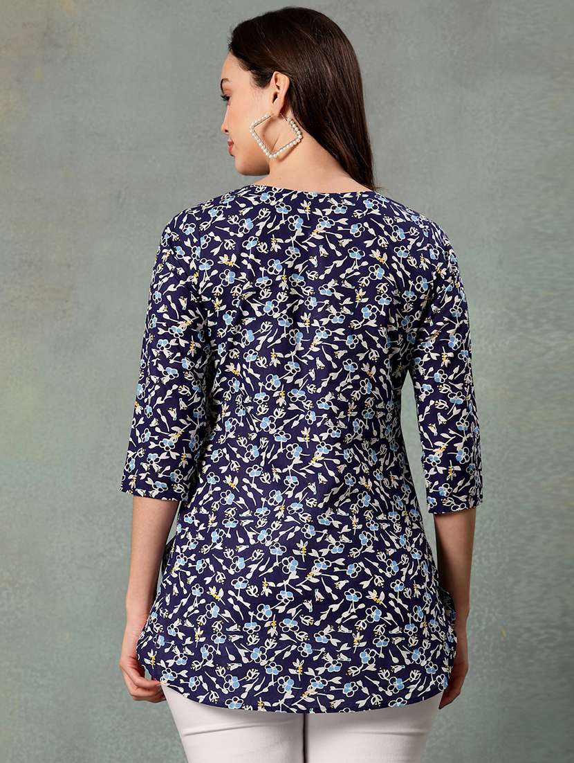 women printed three quarter sleeve straight kurti - 22041025 - Standard Image - 3