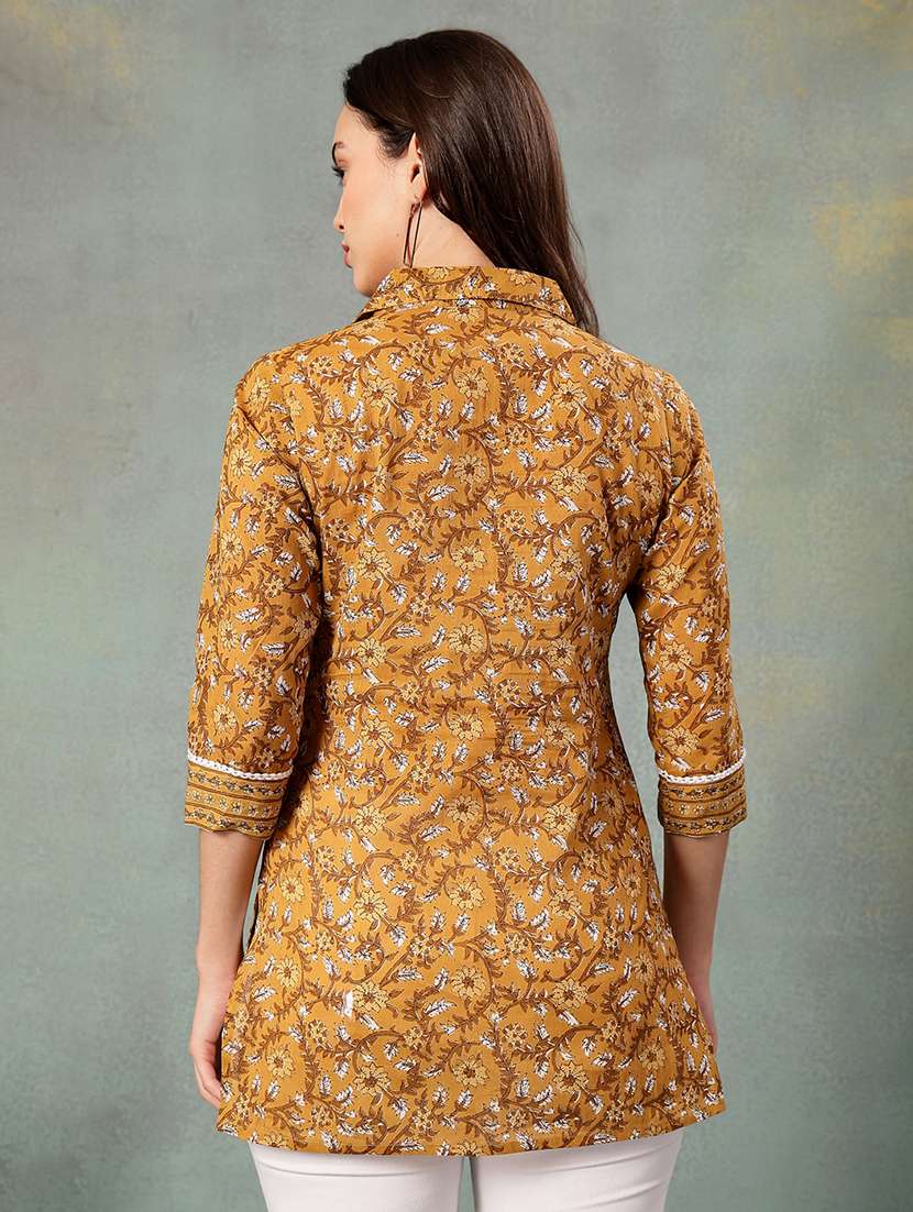 women printed three quarter sleeve straight kurti - 22041028 - Standard Image - 3