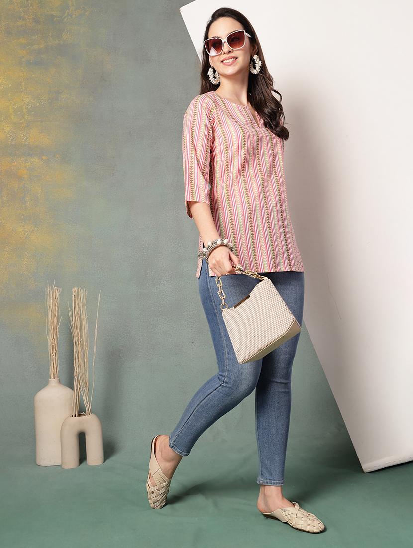 women printed three quarter sleeve straight kurti - 22041029 - Standard Image - 5
