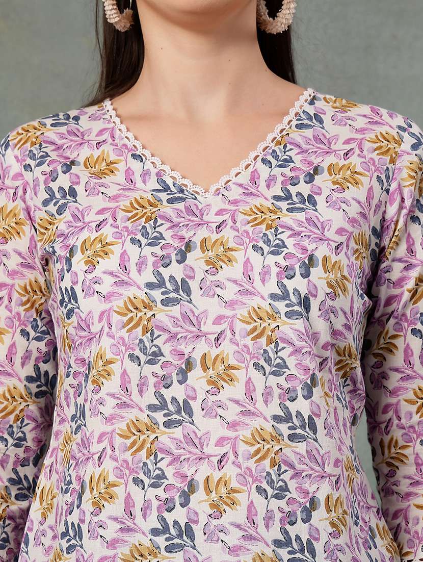 women printed three quarter sleeve straight kurti - 22041030 - Standard Image - 5