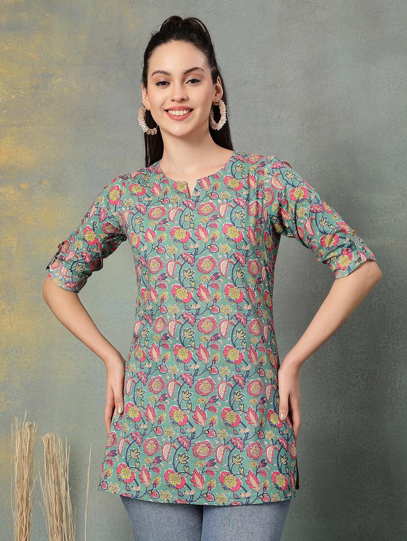 women printed three quarter sleeve straight kurti - 22041032 - Zoom Image - 0