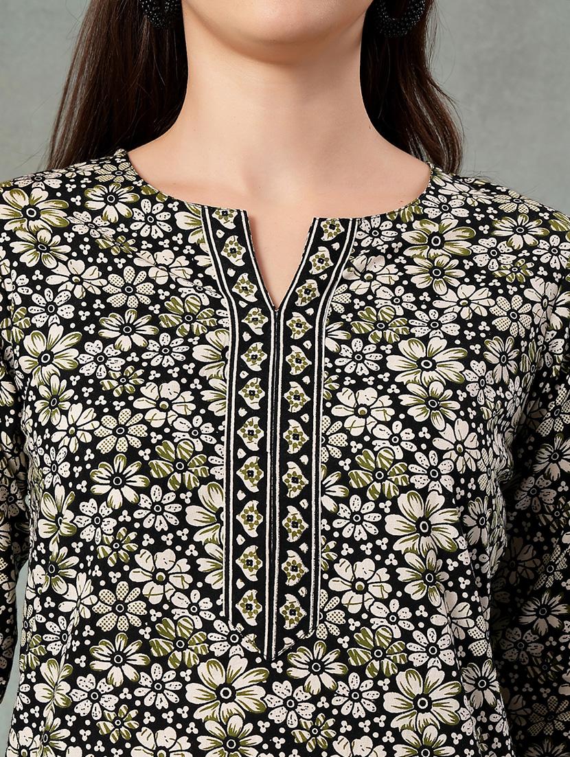 women printed three quarter sleeve straight kurti - 22041033 - Standard Image - 5